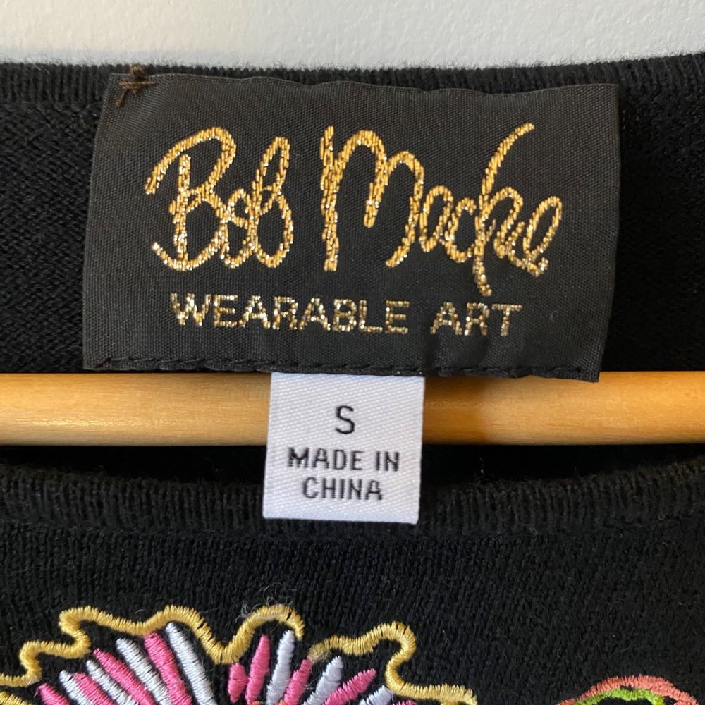 Bob Mackie Wearable Art long sleeve shirt embroidered flowers bright colors S - Picture 5 of 8